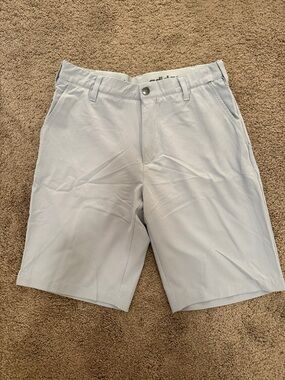 Adidas Light Gray Flat-Front Performance Shorts